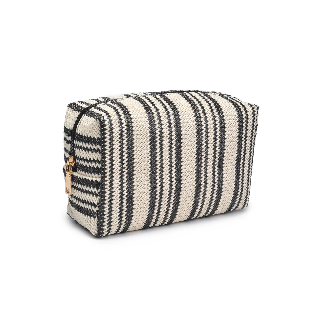 Urban Essentials Voyage Stripe Cosmetic & Travel Organizer Pouch 840611152626 View 6 | Black White