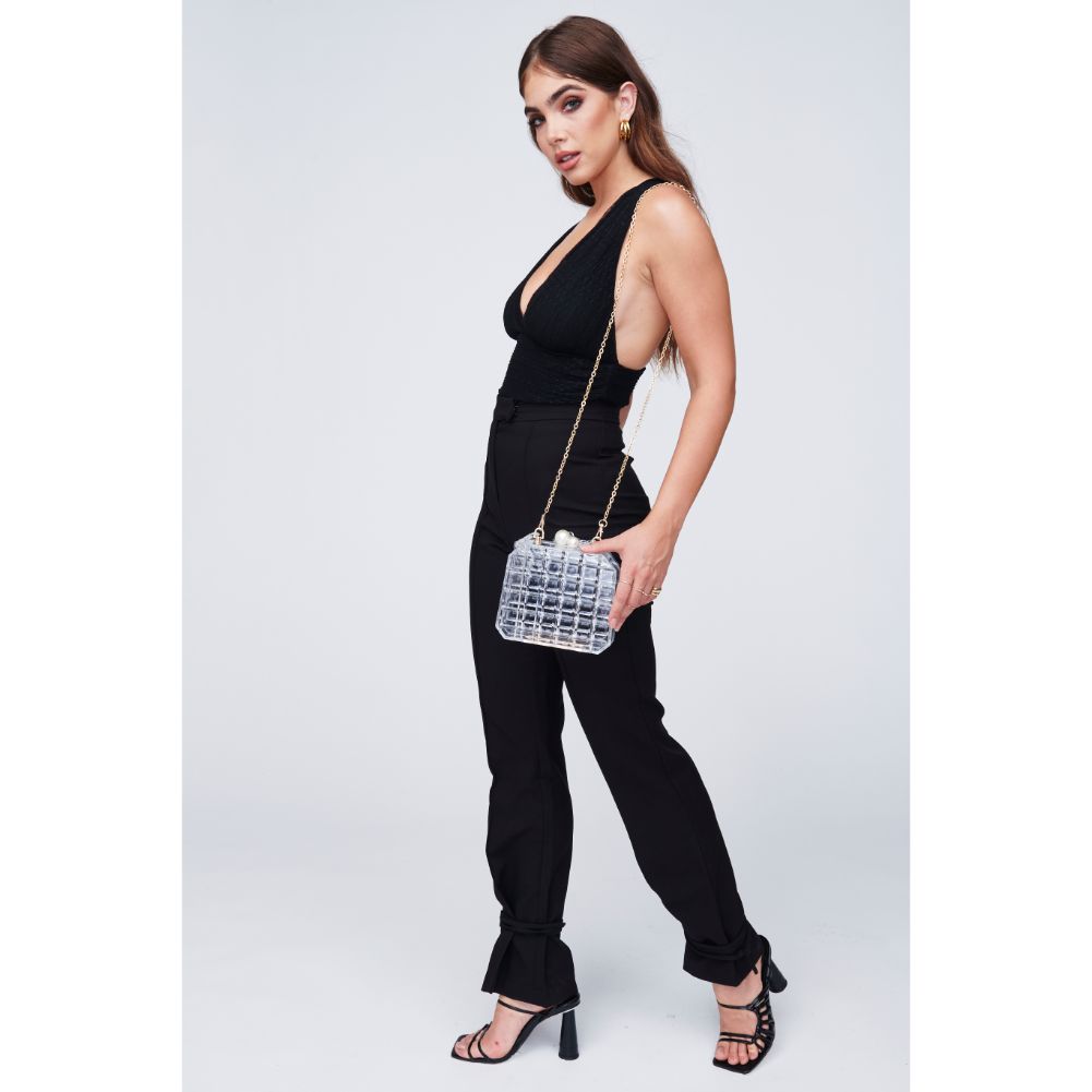 Woman wearing Clear Urban Expressions Pearl Minaudiere 818209010535 View 4 | Clear