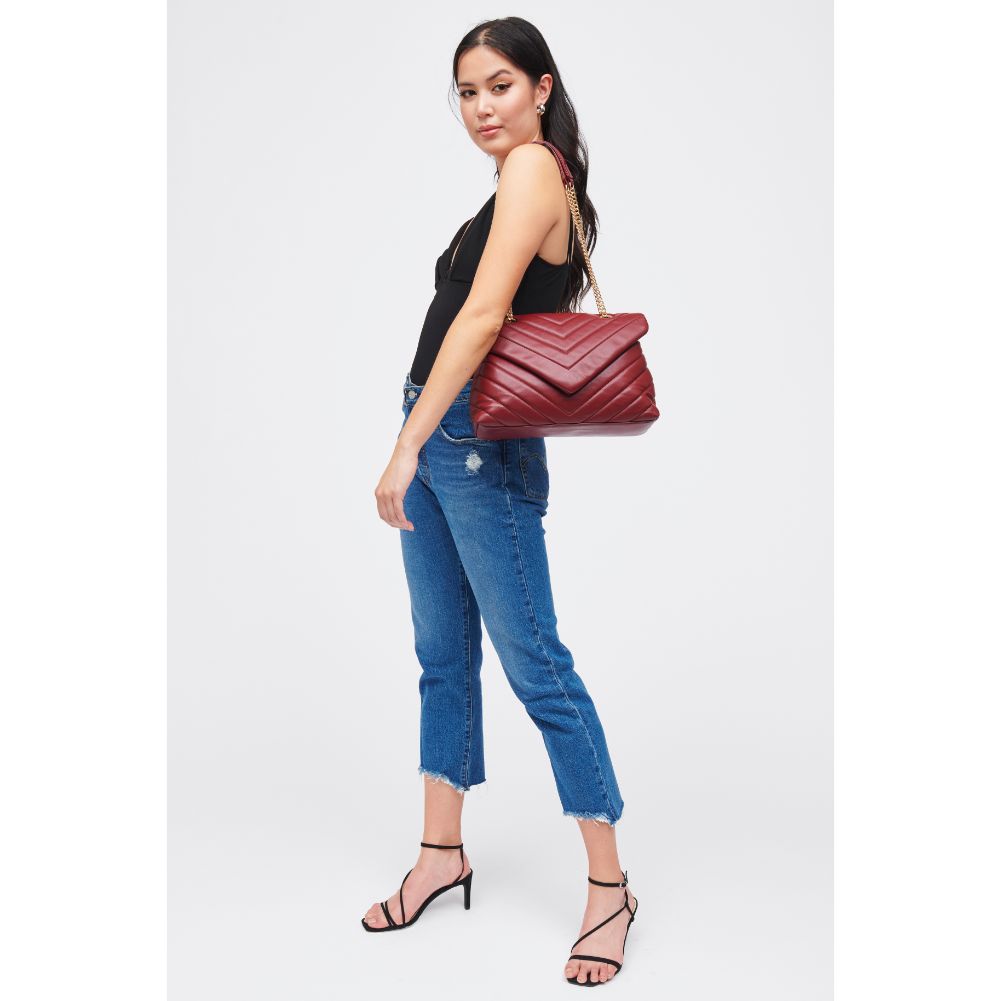 Woman wearing Merlot Urban Expressions Ivy Crossbody 840611185754 View 3 | Merlot
