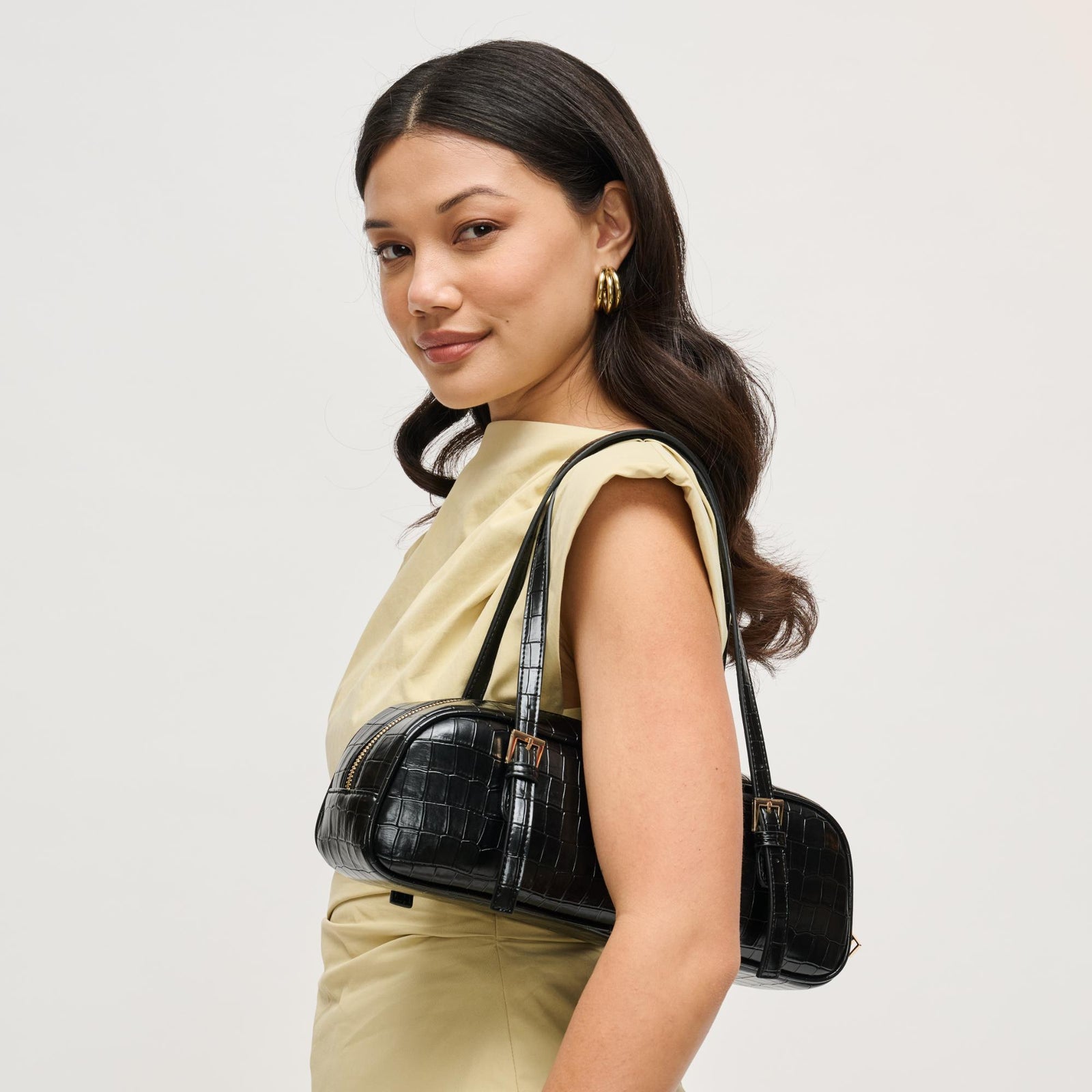 Woman wearing Black Urban Expressions Athena Shoulder Bag 840504206160 View 1 | Black