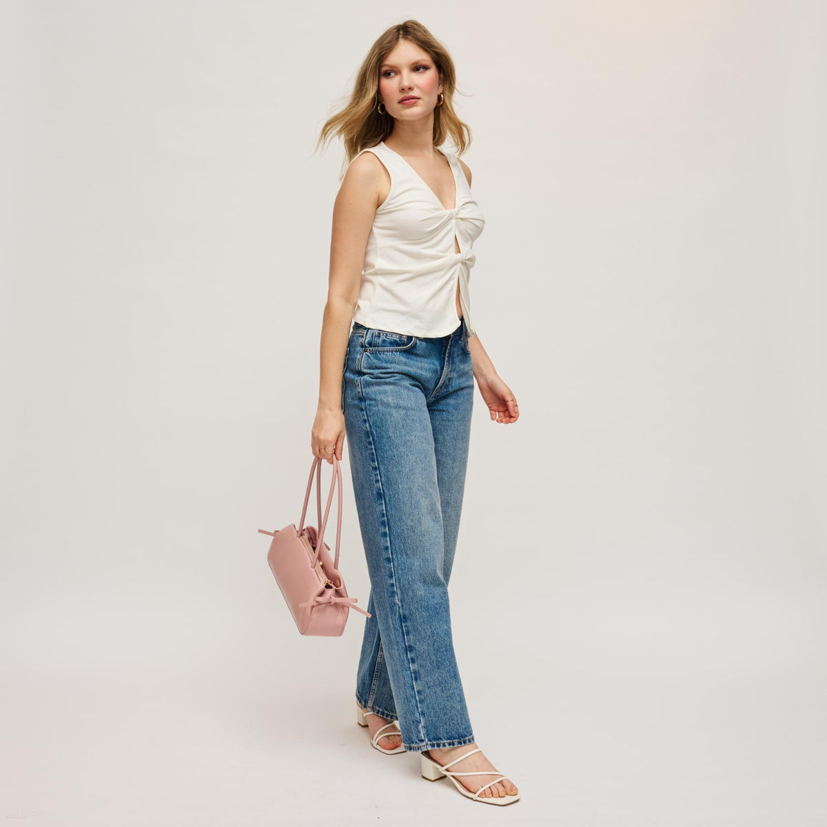 Woman wearing Pink Urban Expressions Halo Shoulder Bag 840504207846 View 3 | Pink