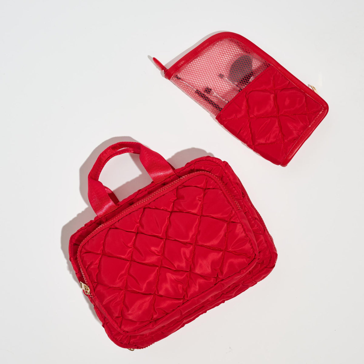 Woman wearing Red Urban Essentials Cloud Cruiser Travel Organizer 840611197962 View 4 | Red