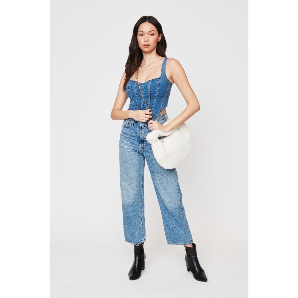 Woman wearing Oatmilk Urban Expressions Sylvia Crossbody 840611103826 View 4 | Oatmilk