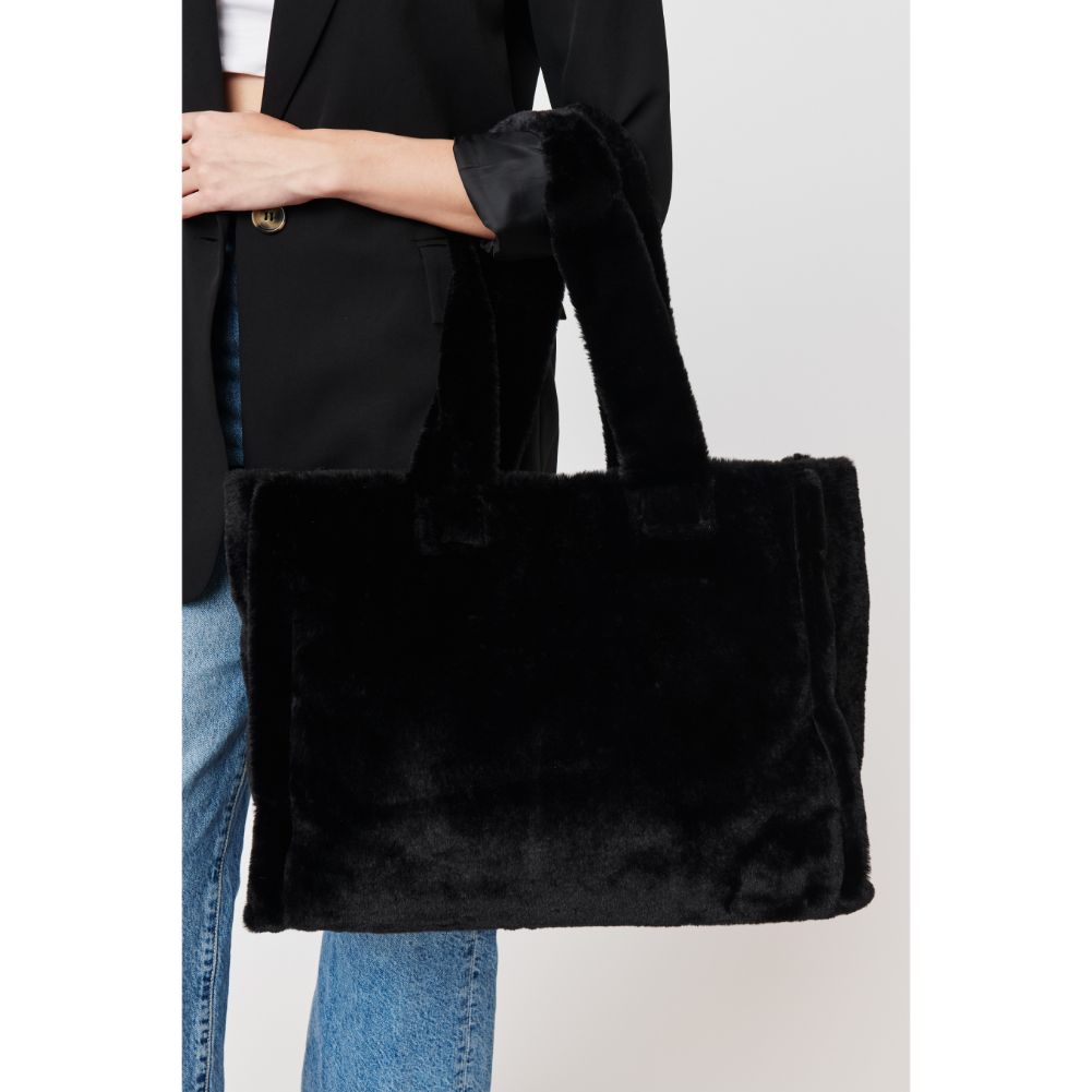Woman wearing Black Urban Expressions Melanie Tote 840611103864 View 4 | Black