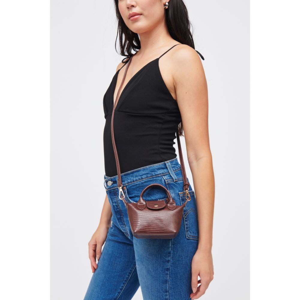Woman wearing Chocolate Urban Expressions Hayley Mini Bag 840611185723 View 1 | Chocolate