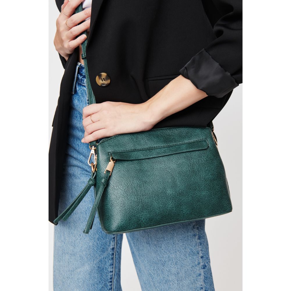 Woman wearing Emerald Urban Expressions Jayce Crossbody 840611109477 View 4 | Emerald