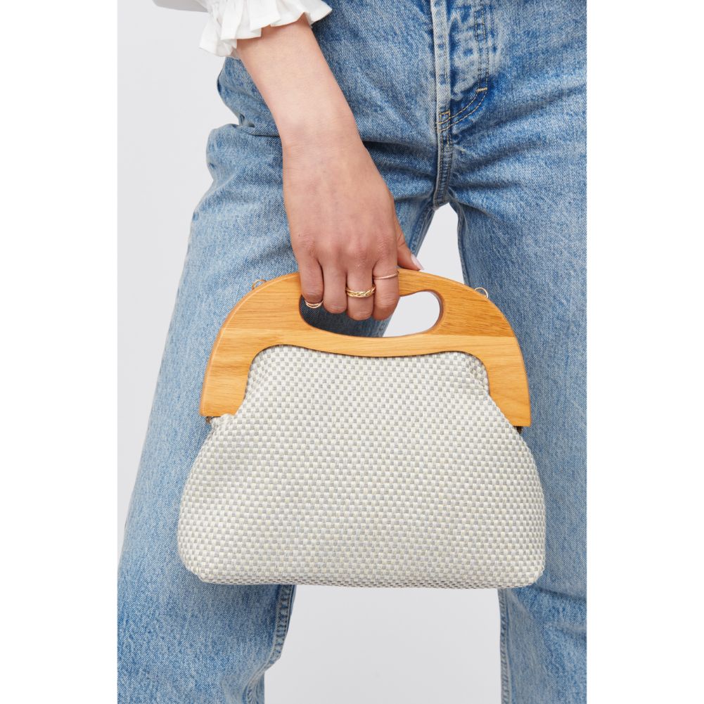 Woman wearing Dusty Blue Urban Expressions Java Clutch 840611100399 View 4 | Dusty Blue