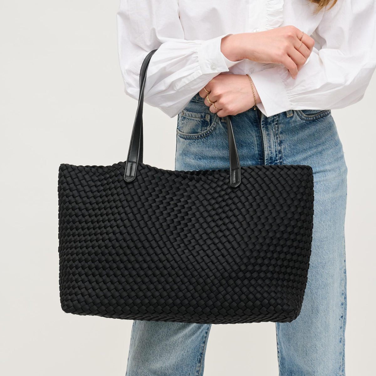 Woman wearing Black Urban Expressions Evie Tote 840611146779 View 1 | Black