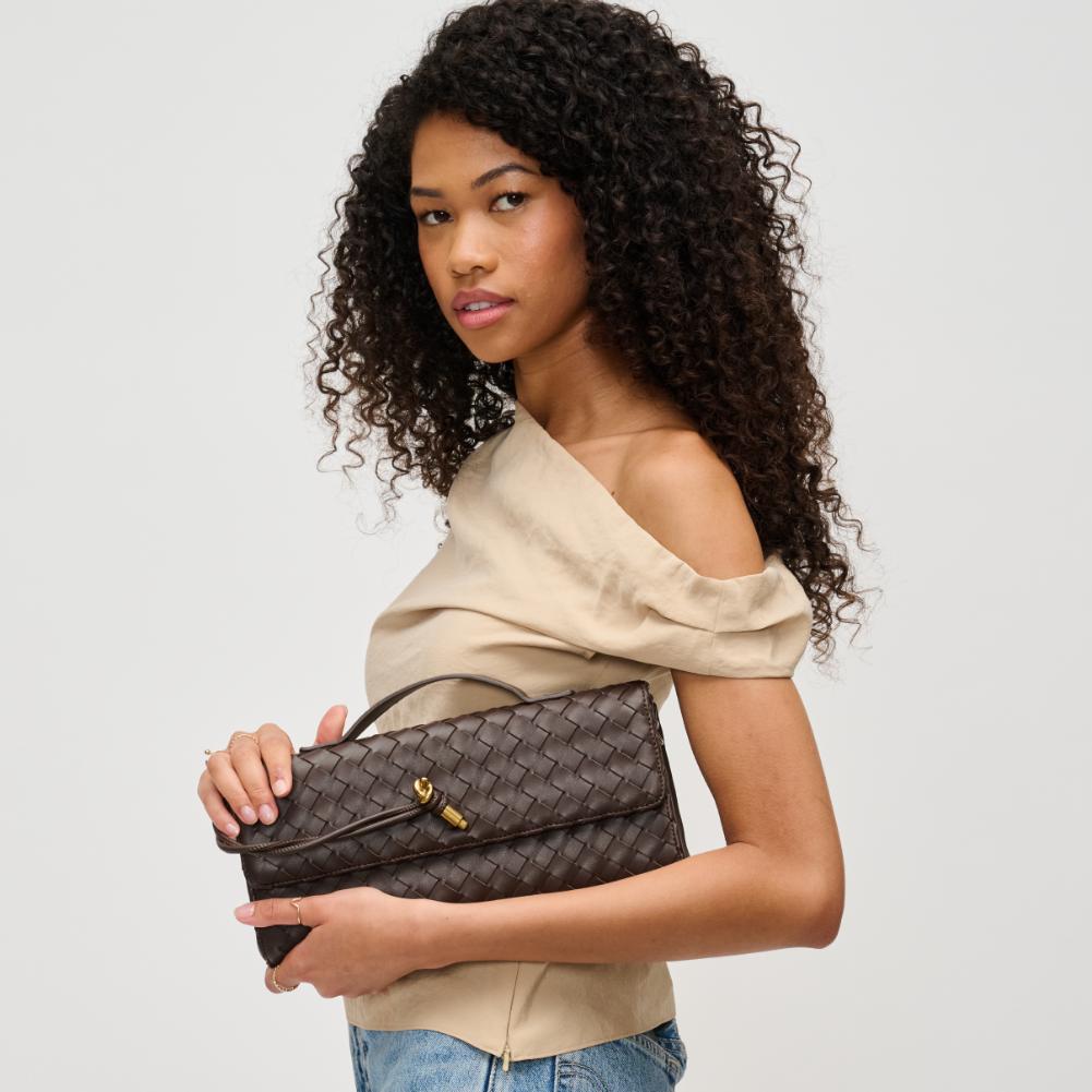 Woman wearing Espresso Urban Expressions Ada Crossbody 840611137074 View 3 | Espresso