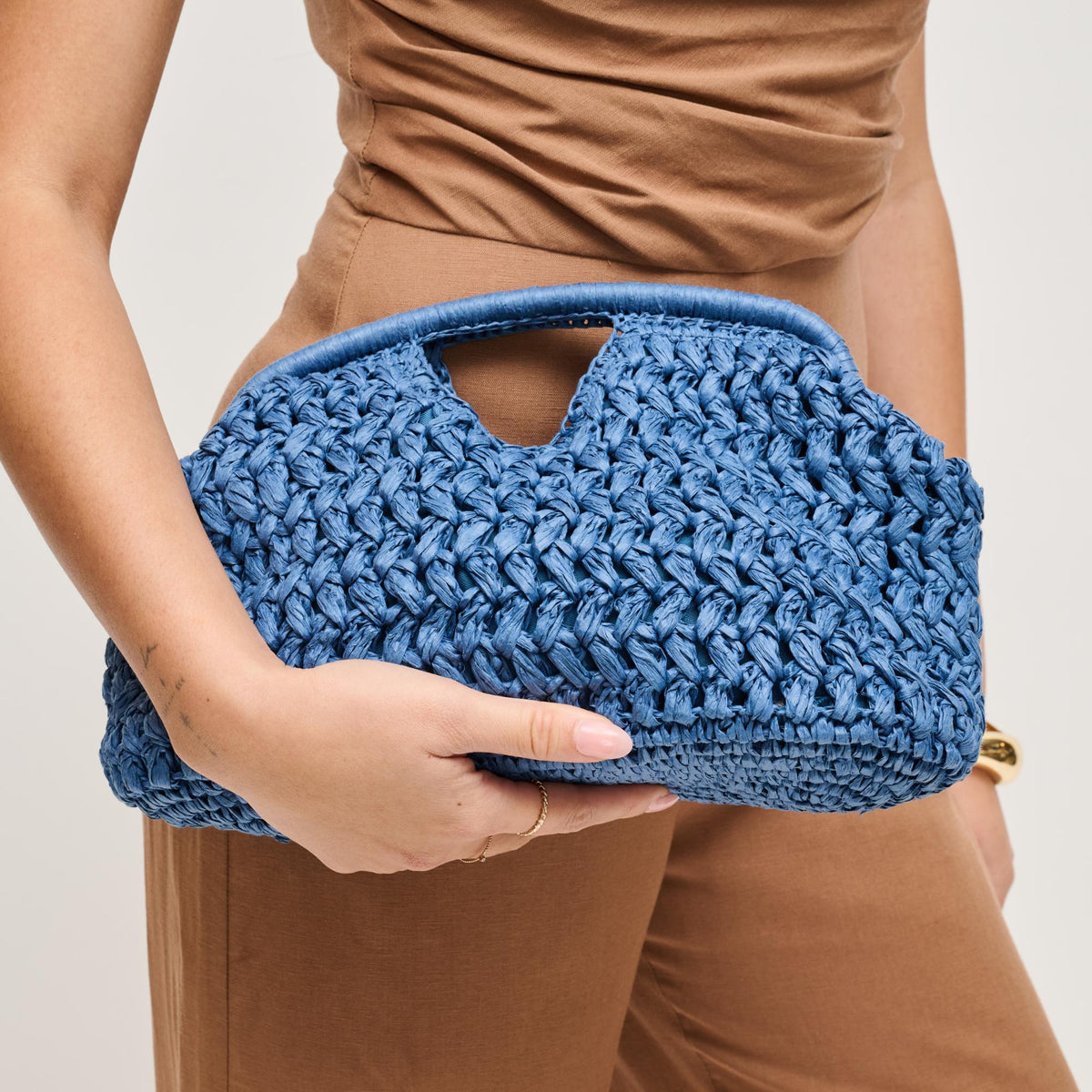 Woman wearing Denim Urban Expressions Abigail Crossbody 840504204159 View 1 | Denim