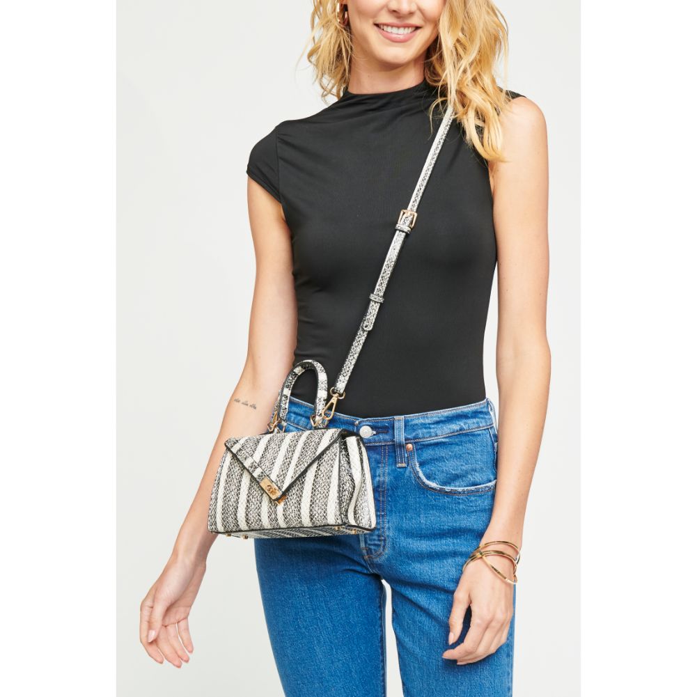 Woman wearing Black White Urban Expressions Blake Crossbody 840611174697 View 4 | Black White