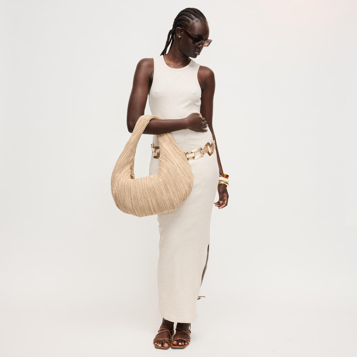 Woman wearing Natural Multi Urban Expressions Eleanor Hobo 840504204548 View 4 | Natural Multi