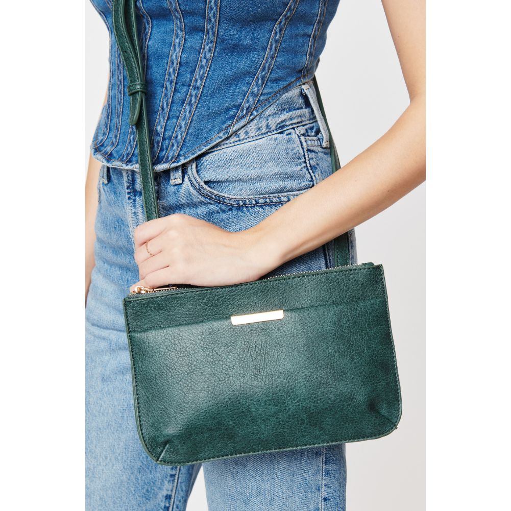 Woman wearing Emerald Urban Expressions Wyatt Crossbody 840611108722 View 4 | Emerald