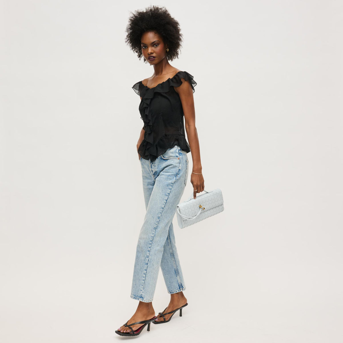 Woman wearing Ice Blue Urban Expressions Ada Crossbody 840611161475 View 2 | Ice Blue