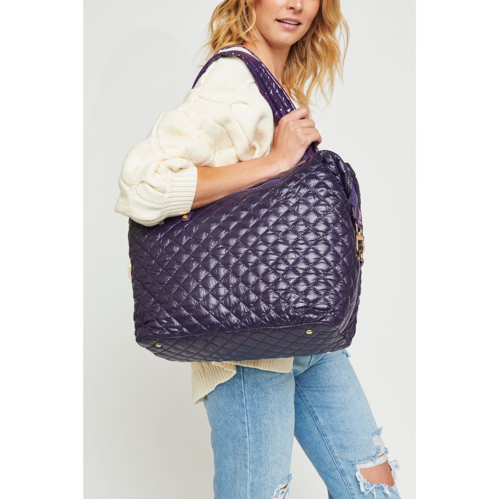 Woman wearing Eggplant Urban Expressions Wanderlust - Large Tote 840611157577 View 2 | Eggplant