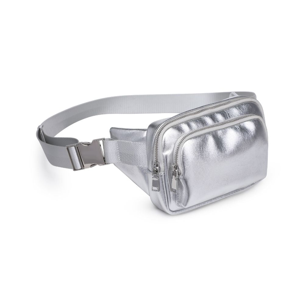 Woman wearing Silver Urban Expressions Minnie Belt Bag 840611120885 View 6 | Silver