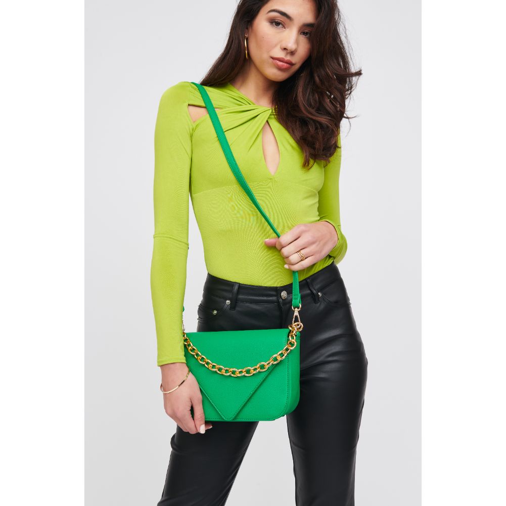 Woman wearing Kelly Green Urban Expressions Rosamund Crossbody 818209019347 View 1 | Kelly Green
