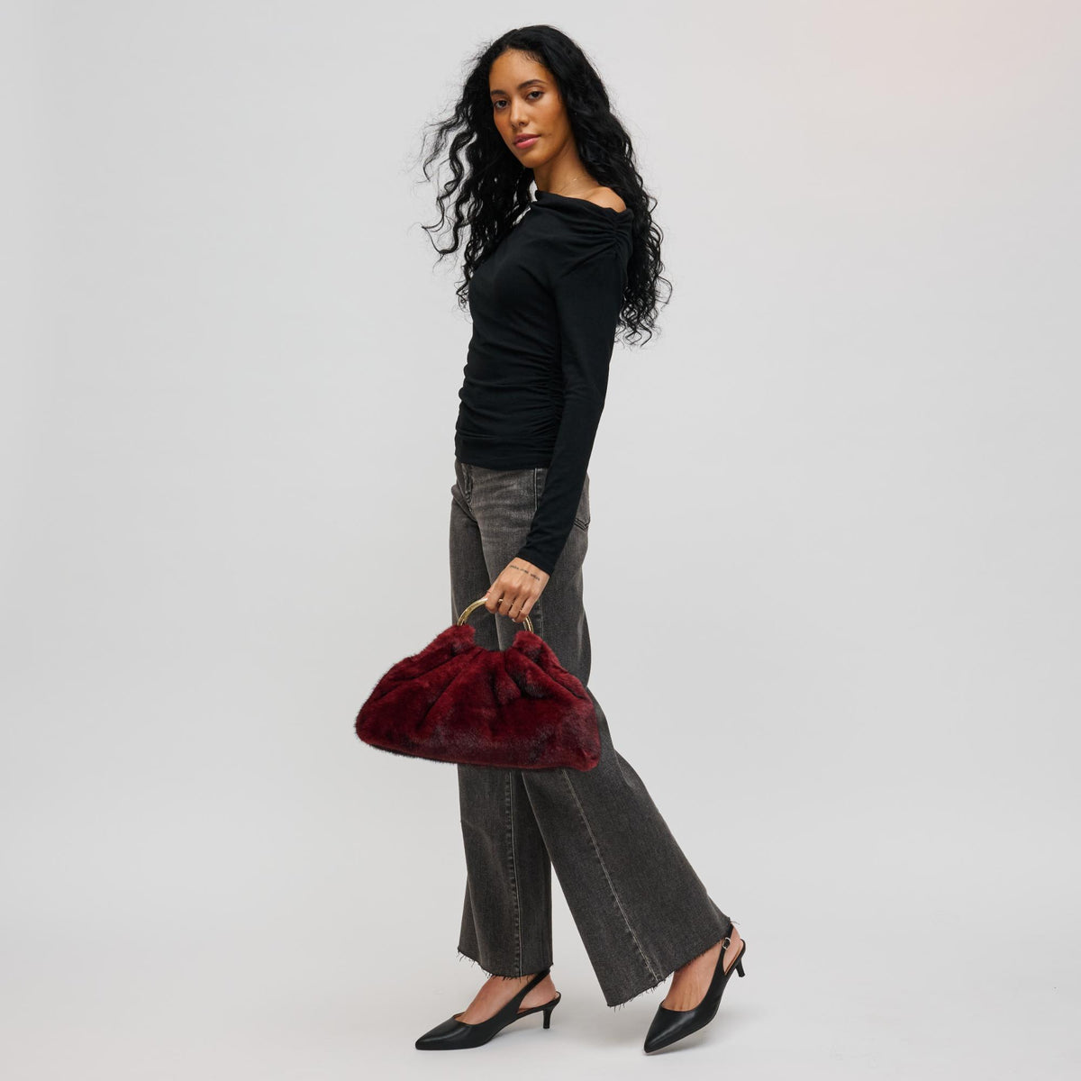 Woman wearing Burgundy Urban Expressions Keala Tote 840504200038 View 4 | Burgundy