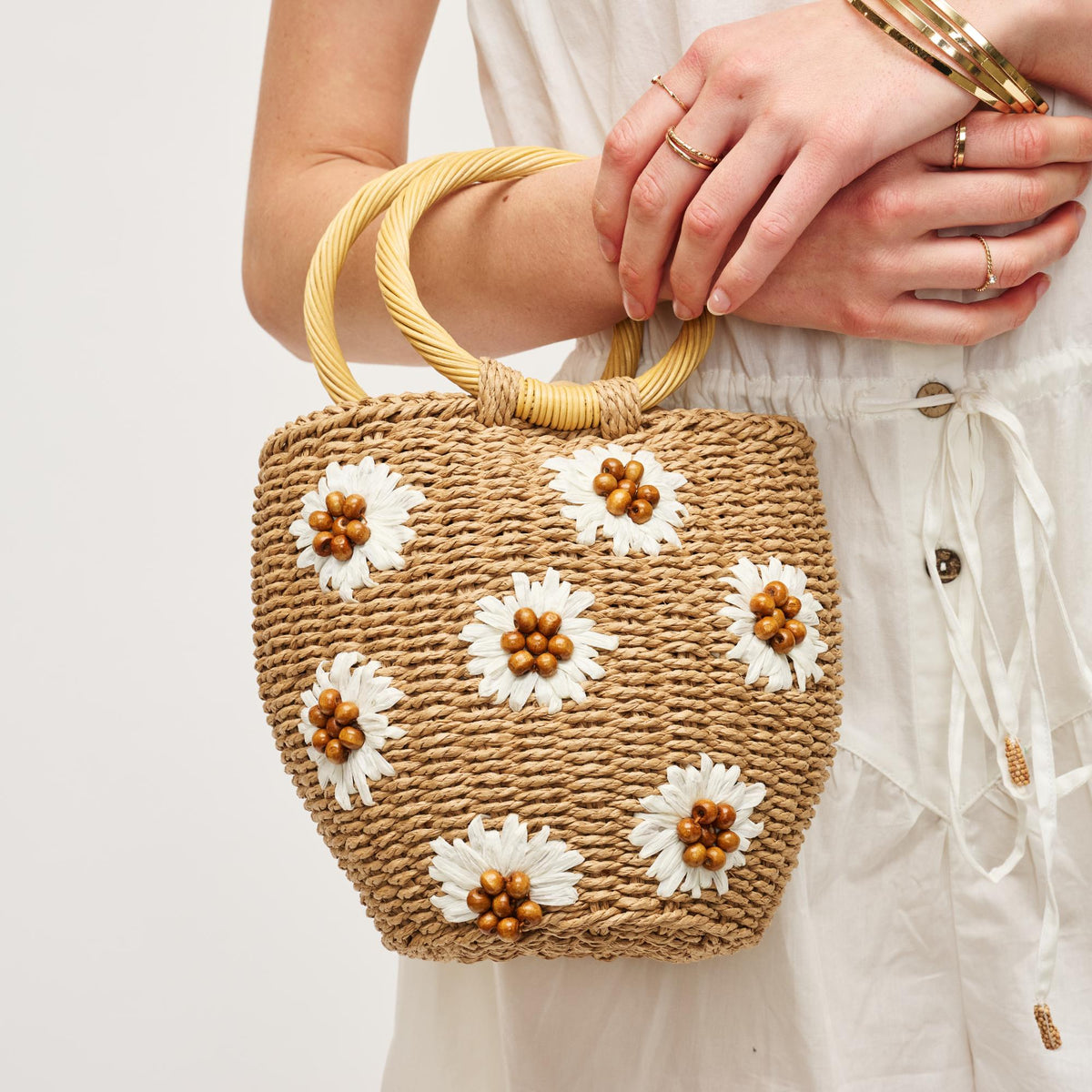 Woman wearing Natural Urban Expressions Emaline Satchel 840611153050 View 4 | Natural