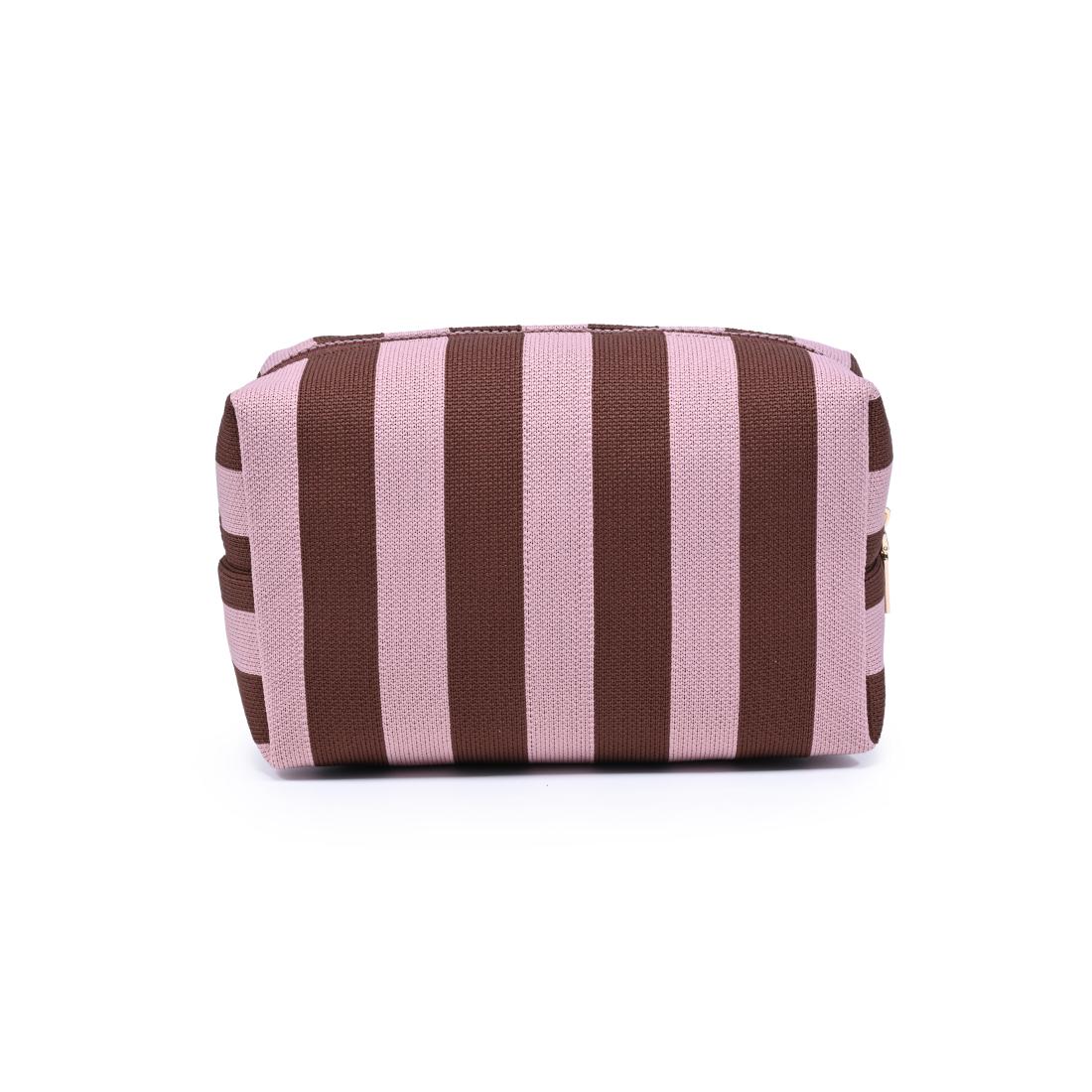 Urban Essentials Essential Stripe Cosmetic & Travel Organizer Pouch 840504207419 View 7 | Pink Brown