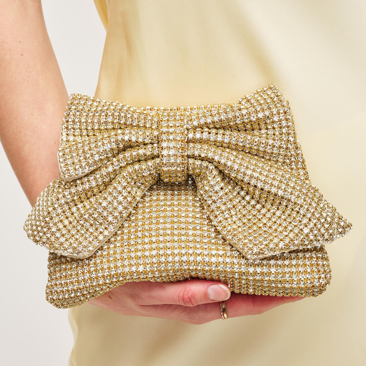 Woman wearing Gold Urban Expressions Gretchen Evening Bag 840611156372 View 4 | Gold
