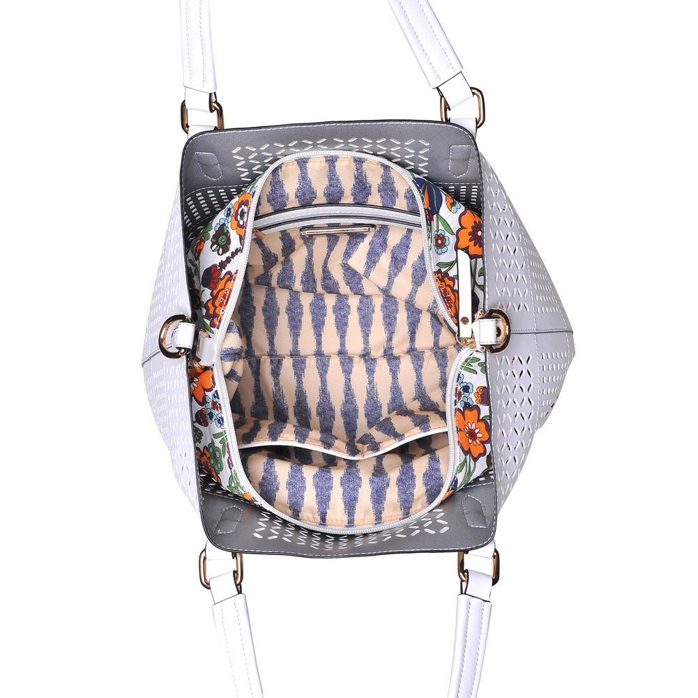 Woman wearing White Urban Expressions Mackenzie Tote NA-840611143372 View 9 | White