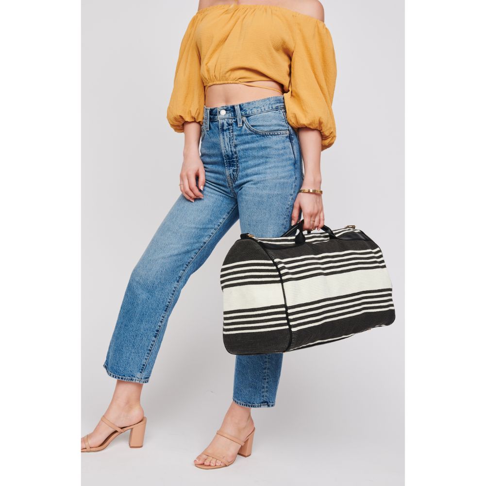 Woman wearing Black White Urban Expressions Winslow Weekender 818209018975 View 3 | Black White