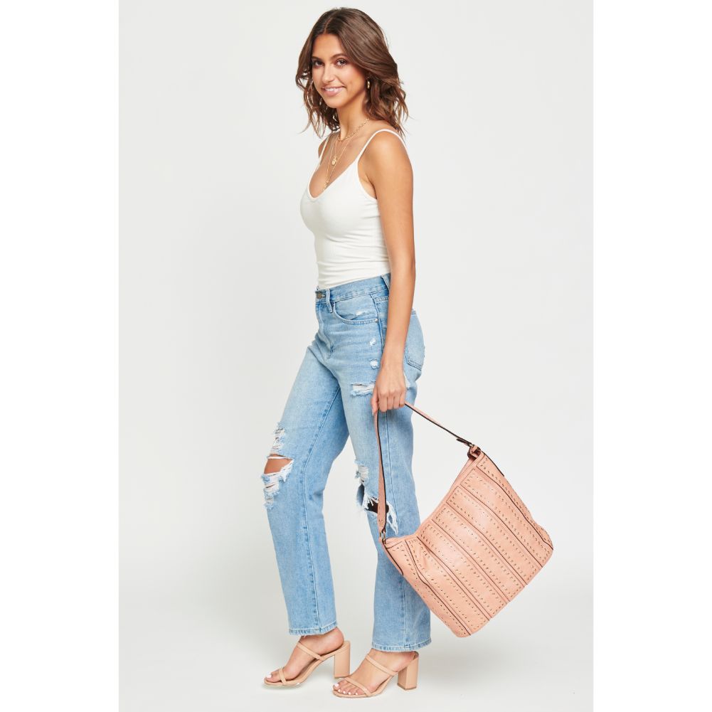 Woman wearing Peach Urban Expressions Nicola Hobo NA-840611126382 View 2 | Peach