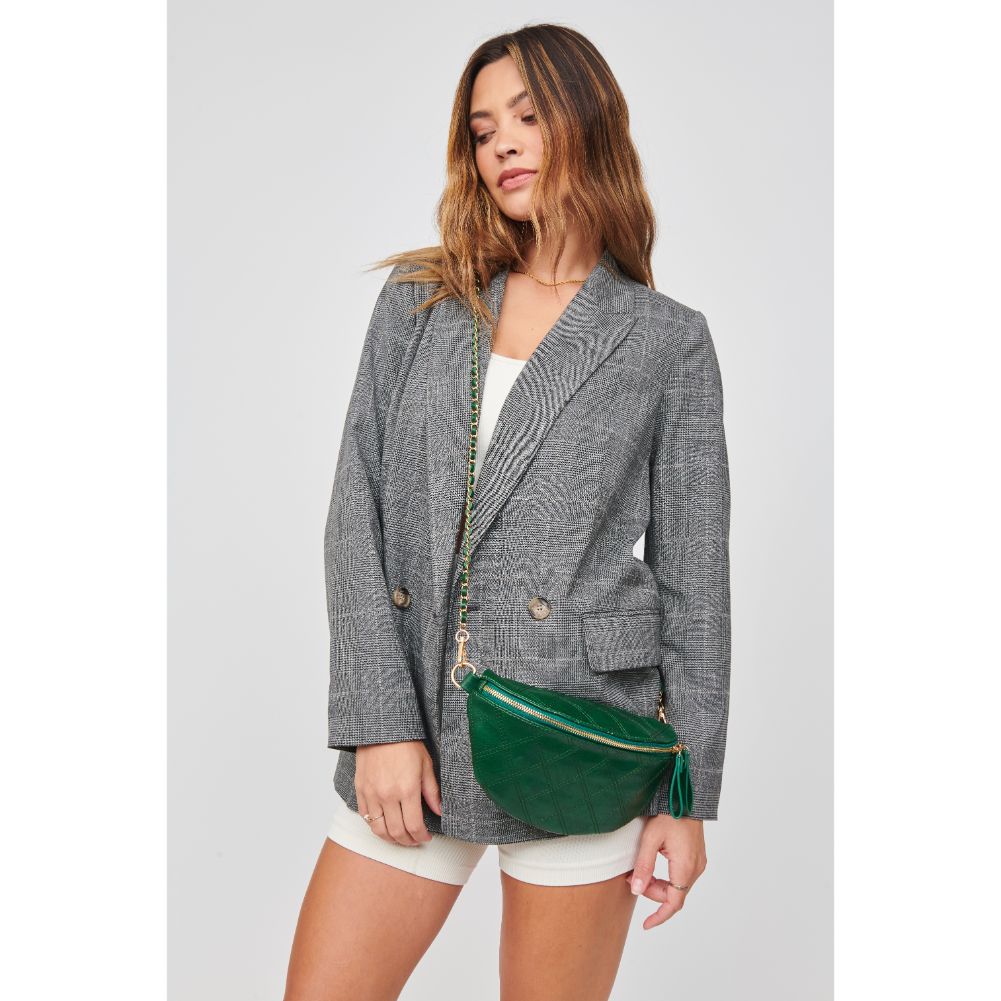 Woman wearing Juniper Urban Expressions Lachlan - Quilted Belt Bag 840611104373 View 4 | Juniper