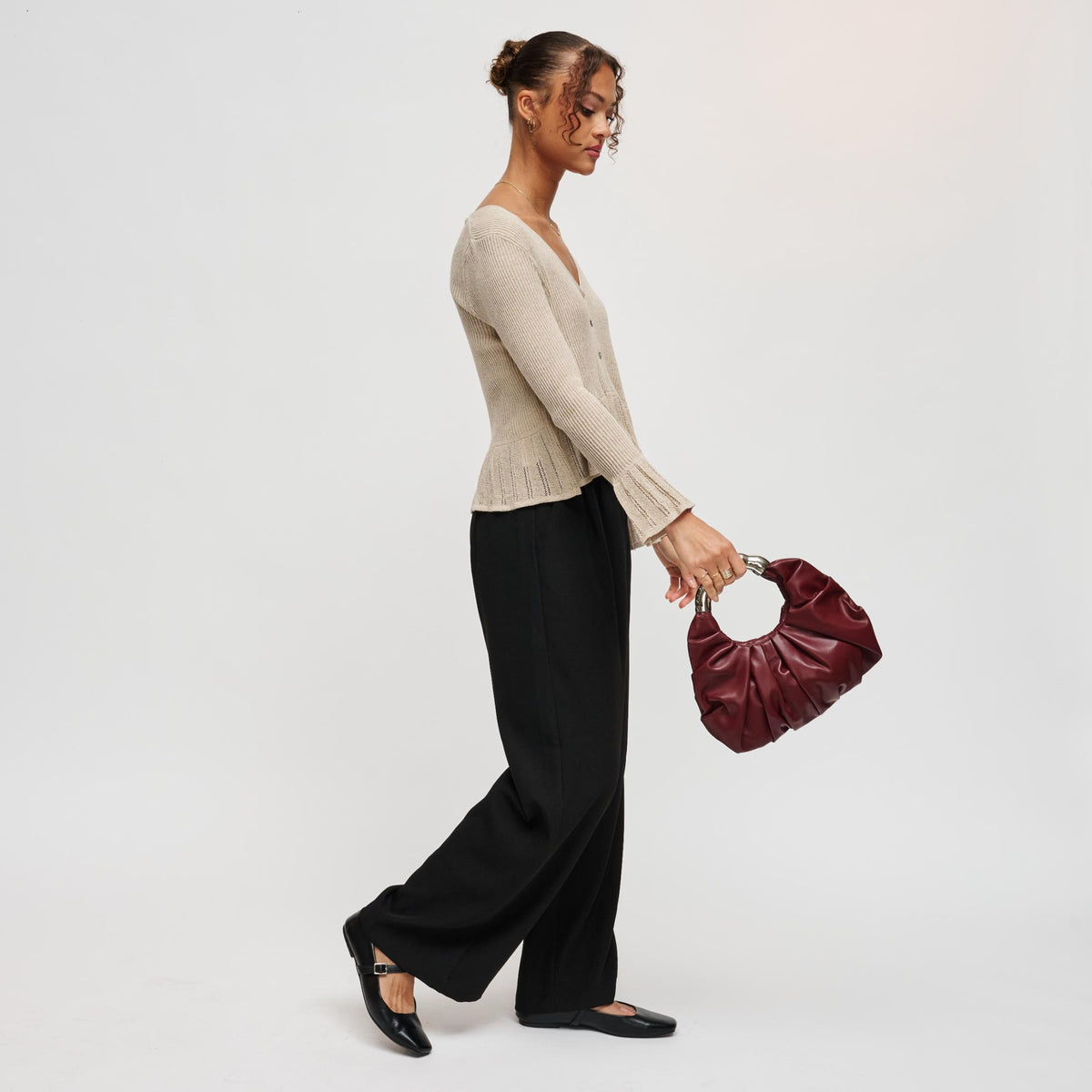 Woman wearing Wine Urban Expressions Luxx Clutch 840504212222 View 4 | Wine