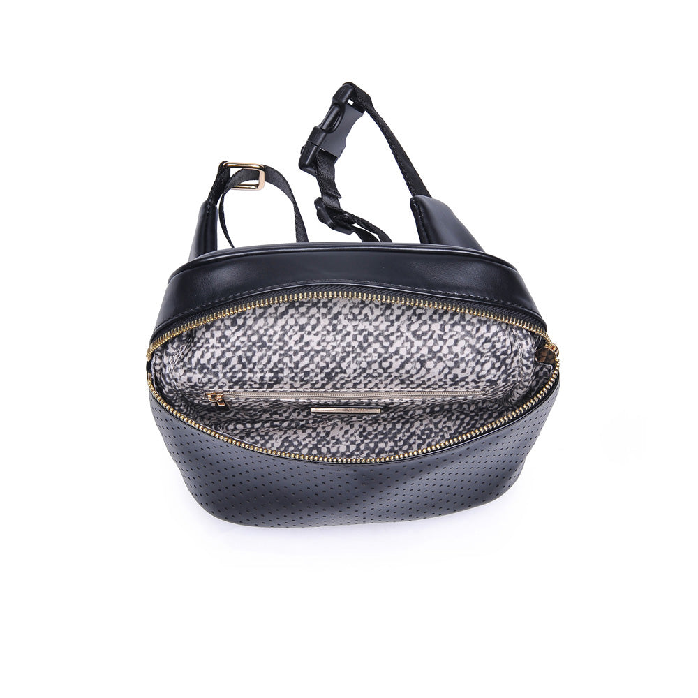 Woman wearing Black Urban Expressions Hawthorn - Perforated Belt Bag NA-840611158611 View 9 | Black