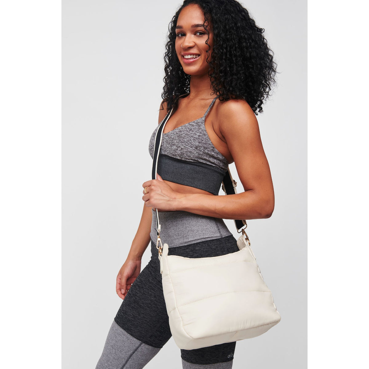 Woman wearing Cream Urban Expressions Verna Crossbody 818209013260 View 3 | Cream