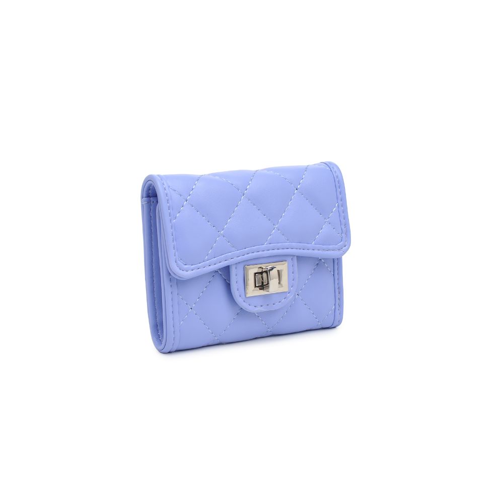 Woman wearing Periwinkle Urban Expressions Shantel - Quilted Wallet 840611118974 View 6 | Periwinkle