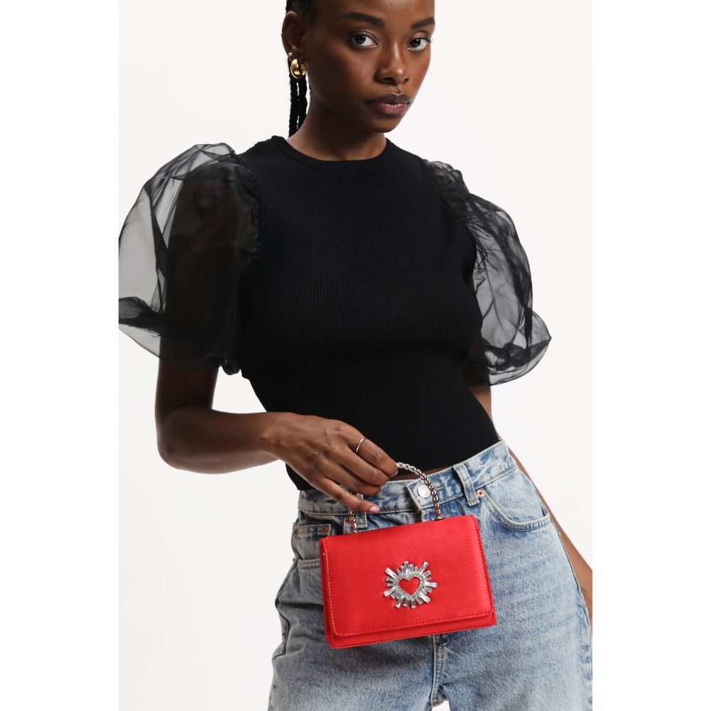 Woman wearing Red Urban Expressions Marlene Evening Bag 840611190321 View 1 | Red
