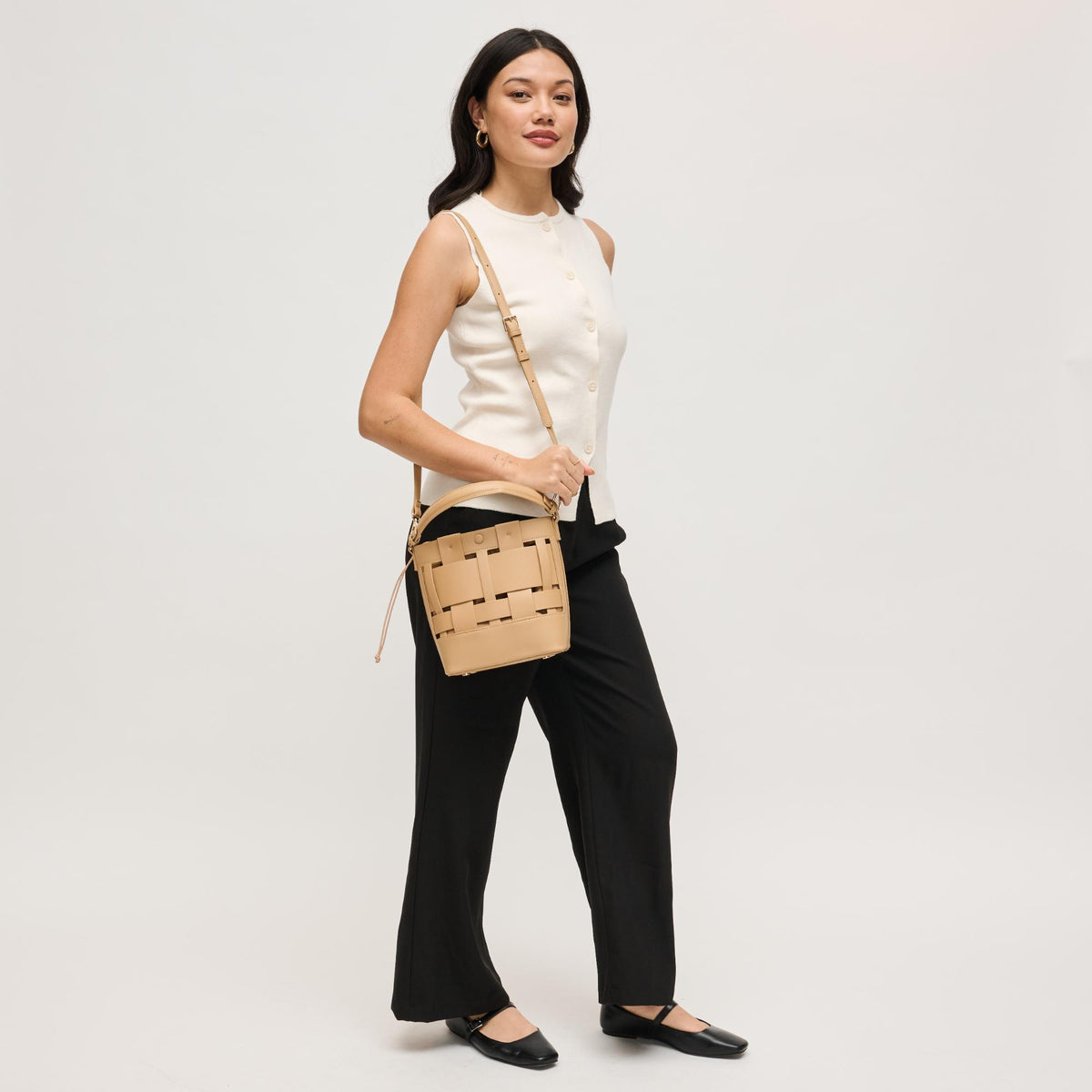 Woman wearing Natural Urban Expressions Parker Crossbody 840504205477 View 3 | Natural