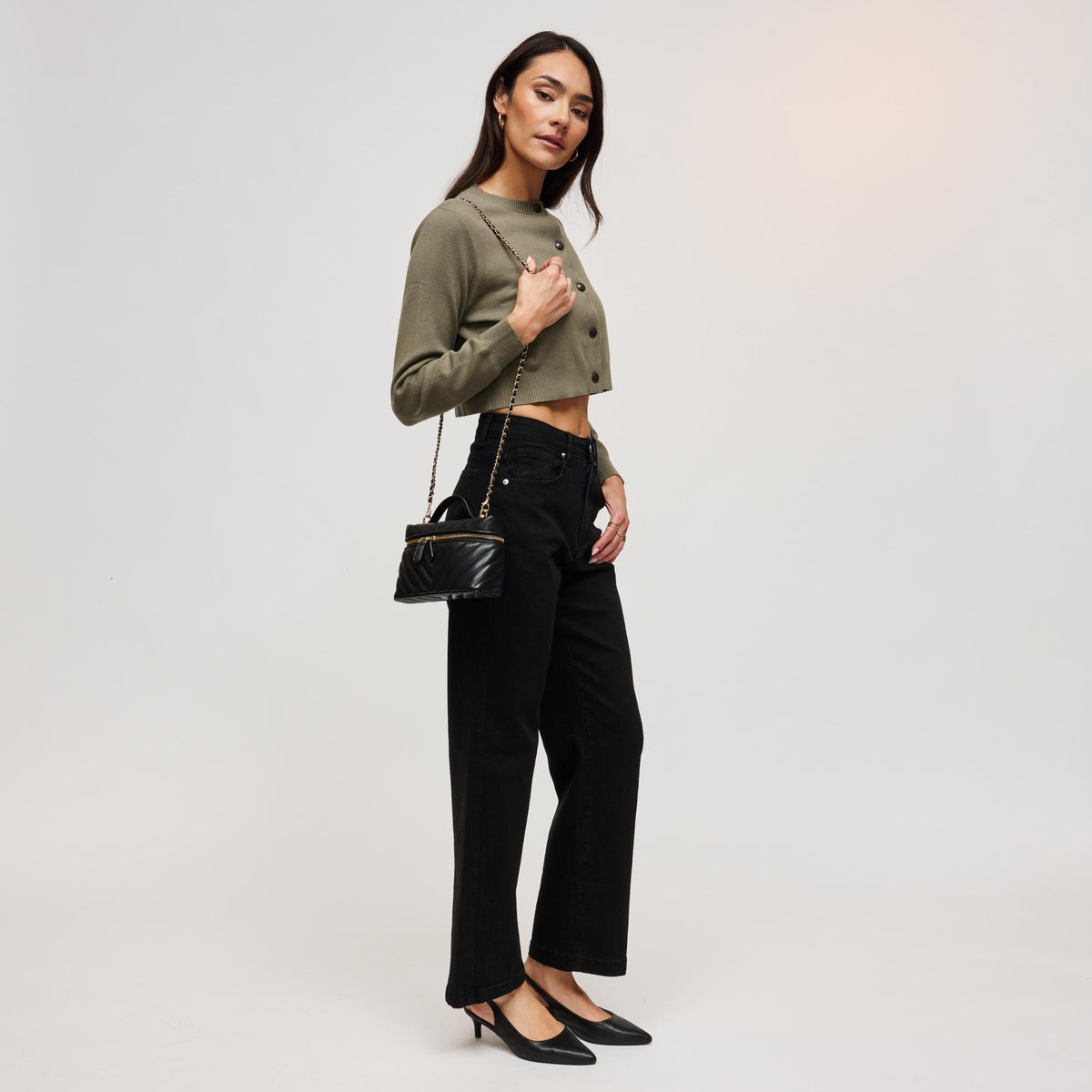 Woman wearing Black Urban Expressions Sella Crossbody 840504214950 View 4 | Black