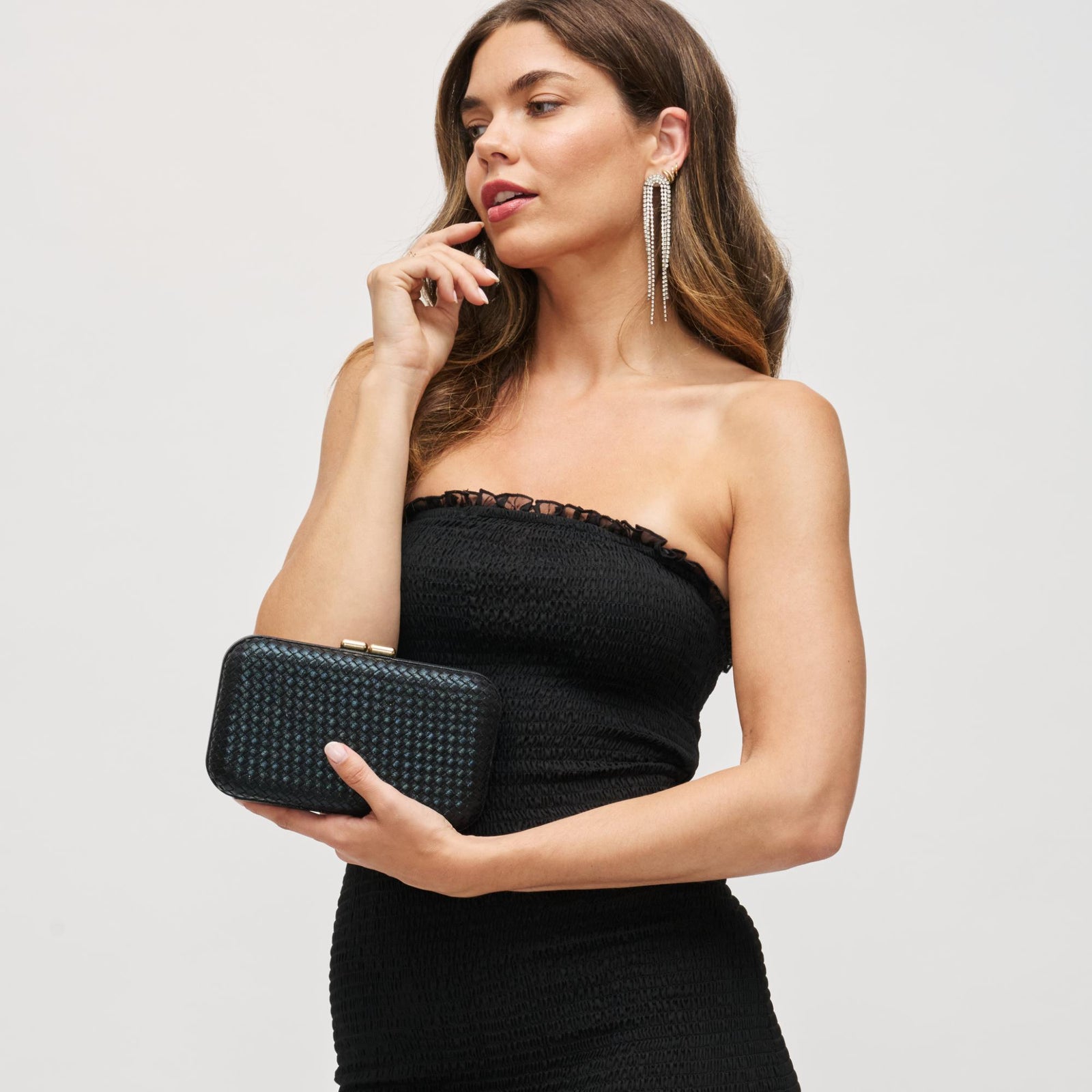Woman wearing Black Urban Expressions Anna Evening Bag 840611199751 View 1 | Black