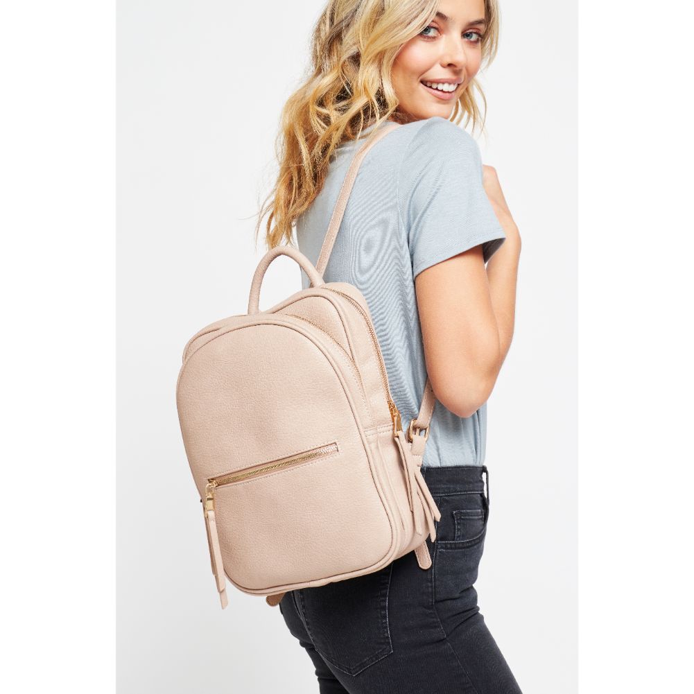 Woman wearing Almond Urban Expressions Mercer Backpack 840611178879 View 2 | Almond