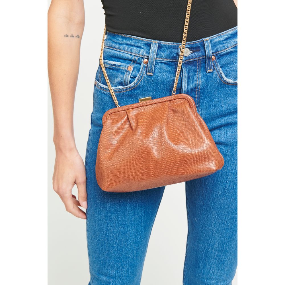 Woman wearing Cognac Urban Expressions Margie Clutch 840611174895 View 2 | Cognac