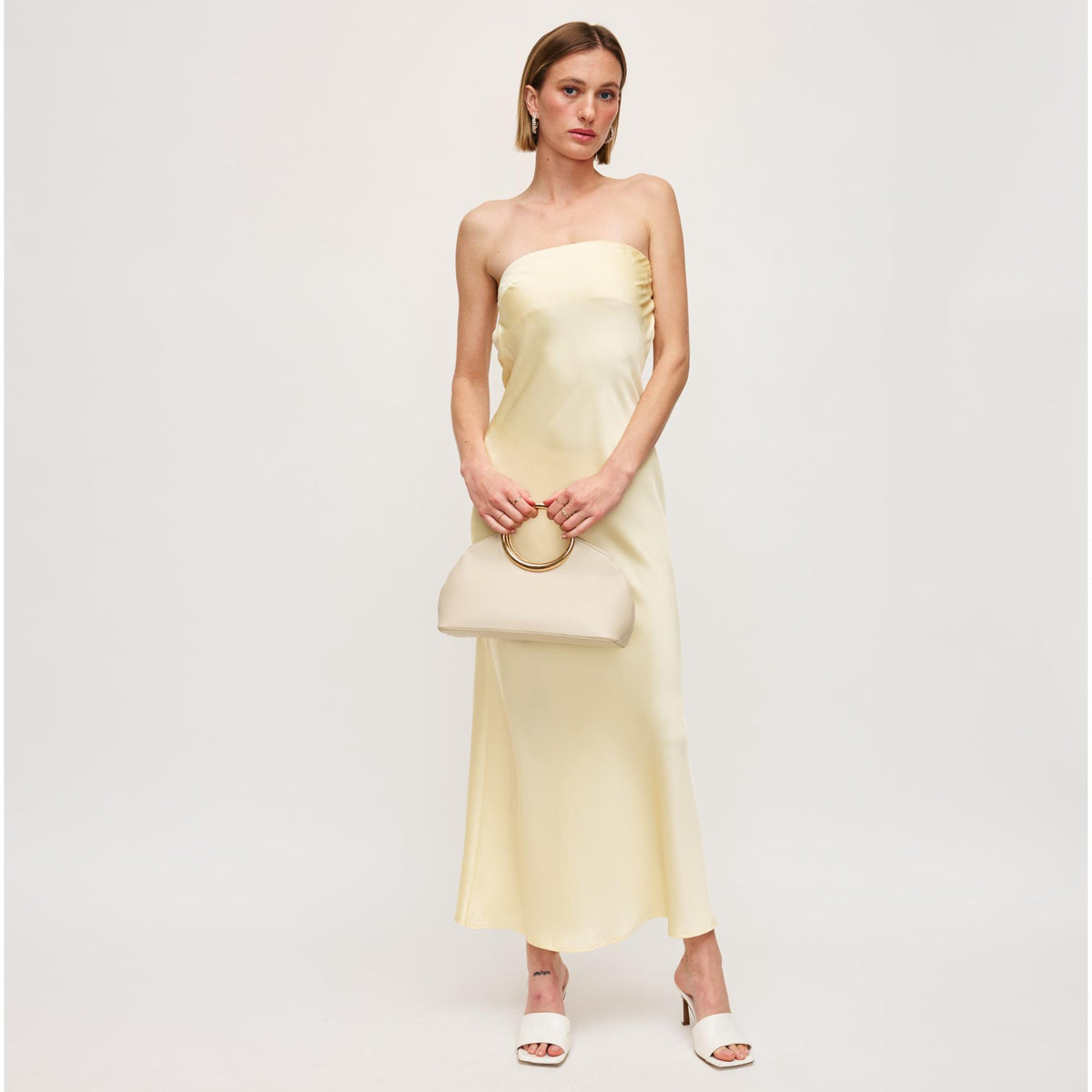 Woman wearing Cream Urban Expressions Belinda Evening Bag 840611128898 View 4 | Cream