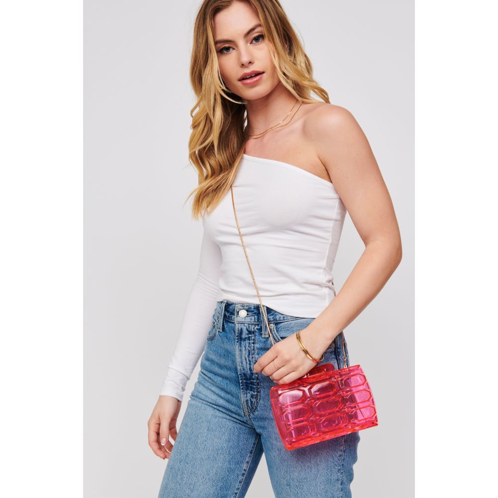 Woman wearing Pink Urban Expressions Rexha Evening Bag 840611171689 View 1 | Pink