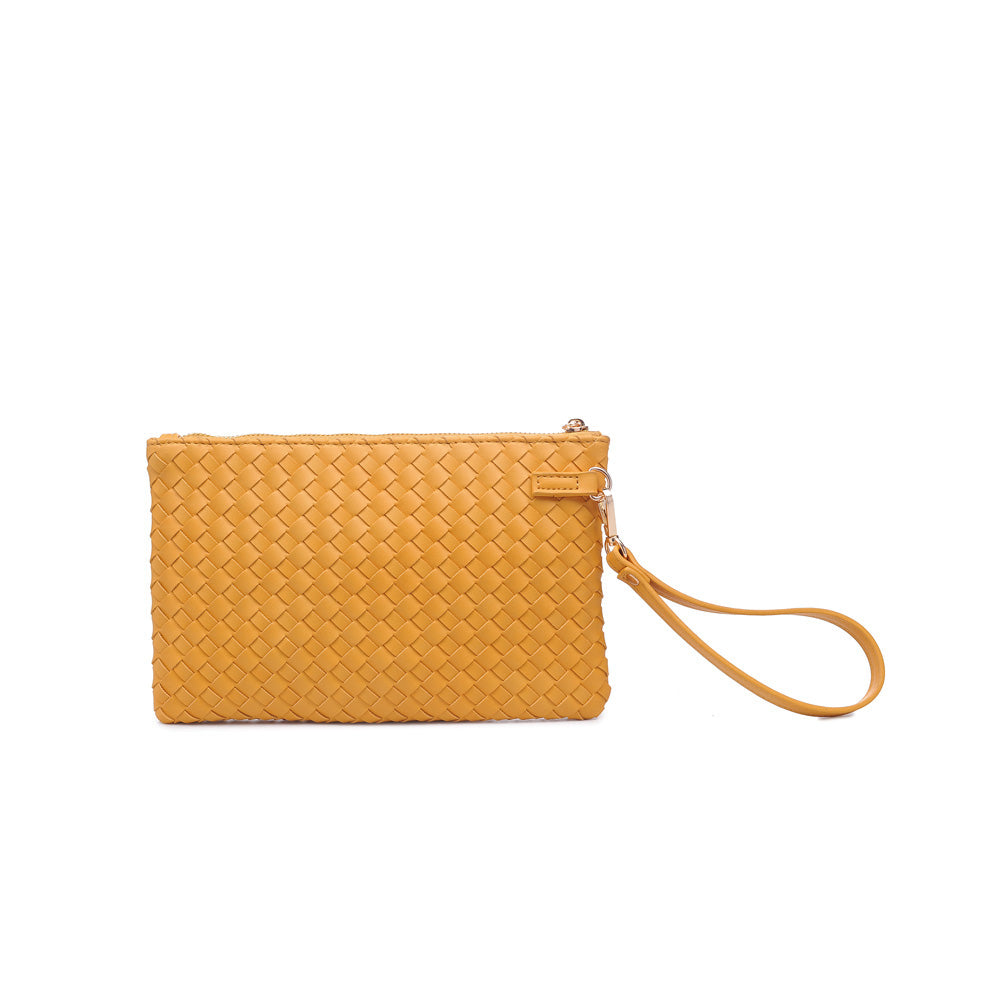 Woman wearing Mustard Urban Expressions Joan Wristlet NA-840611160478 View 7 | Mustard