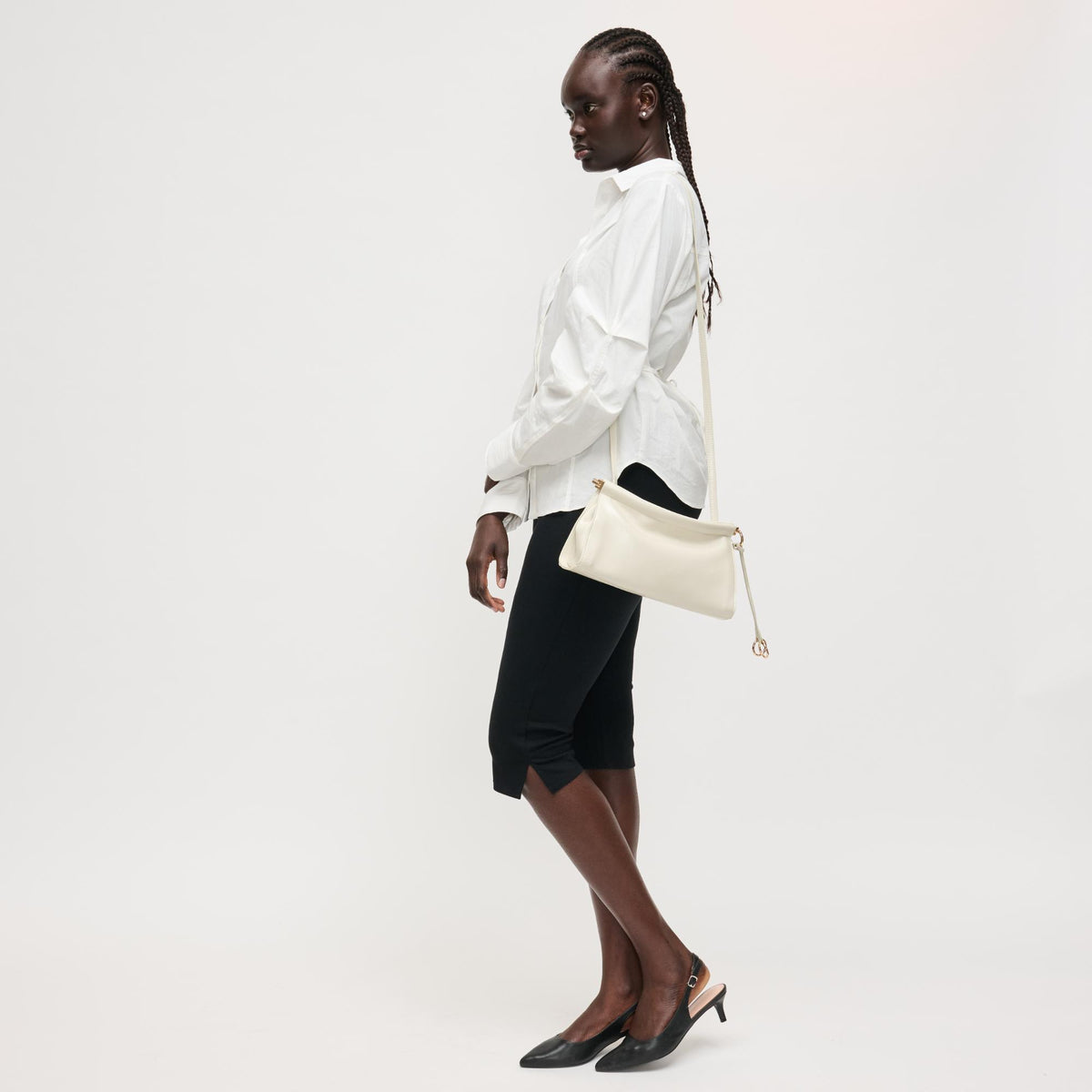 Woman wearing Bone Urban Expressions Elowyn Crossbody 840504208027 View 2 | Bone