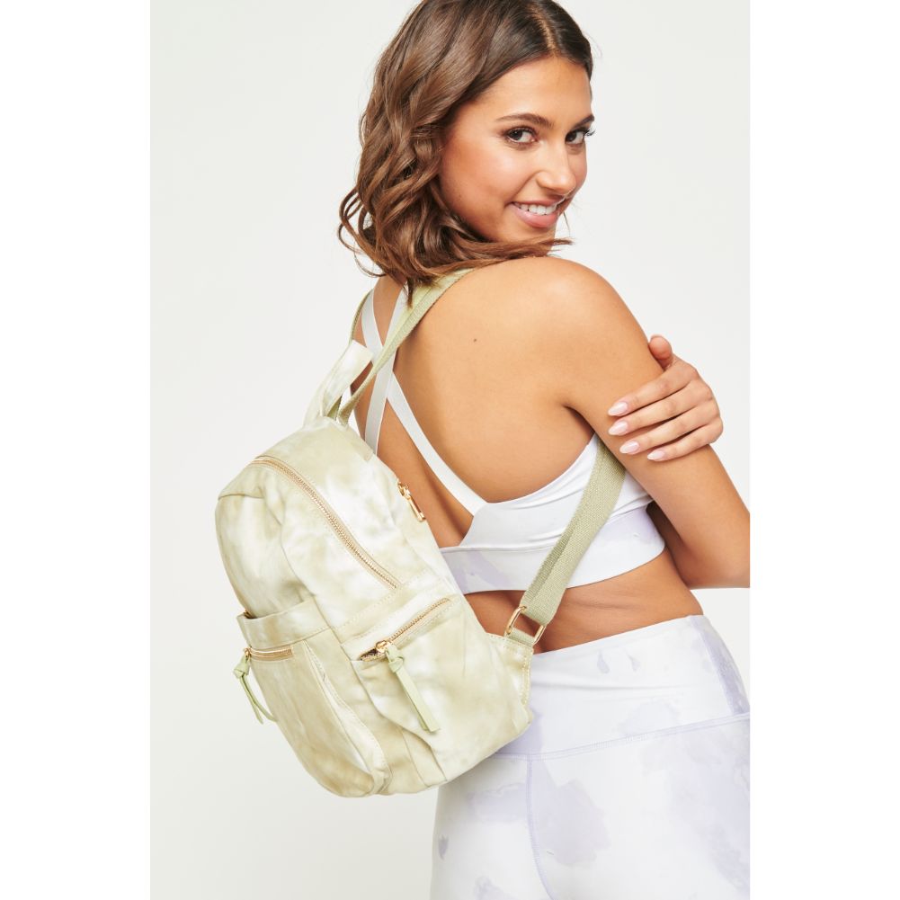 Woman wearing Sage Urban Expressions Scarlett Backpack 840611180223 View 2 | Sage