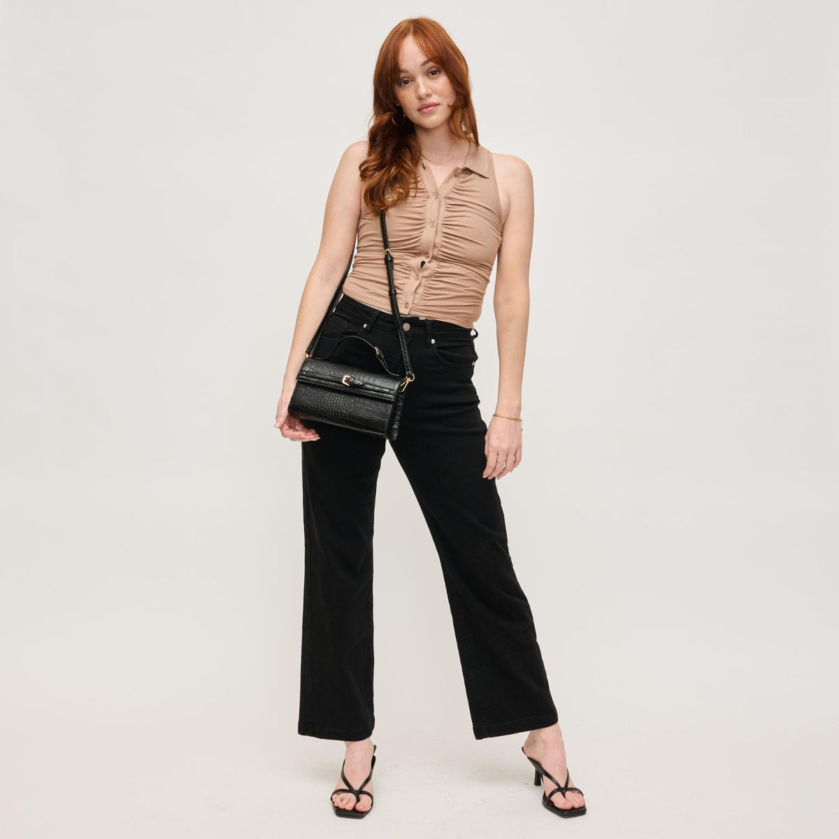Woman wearing Black Urban Expressions Thea Crossbody 840611149282 View 4 | Black