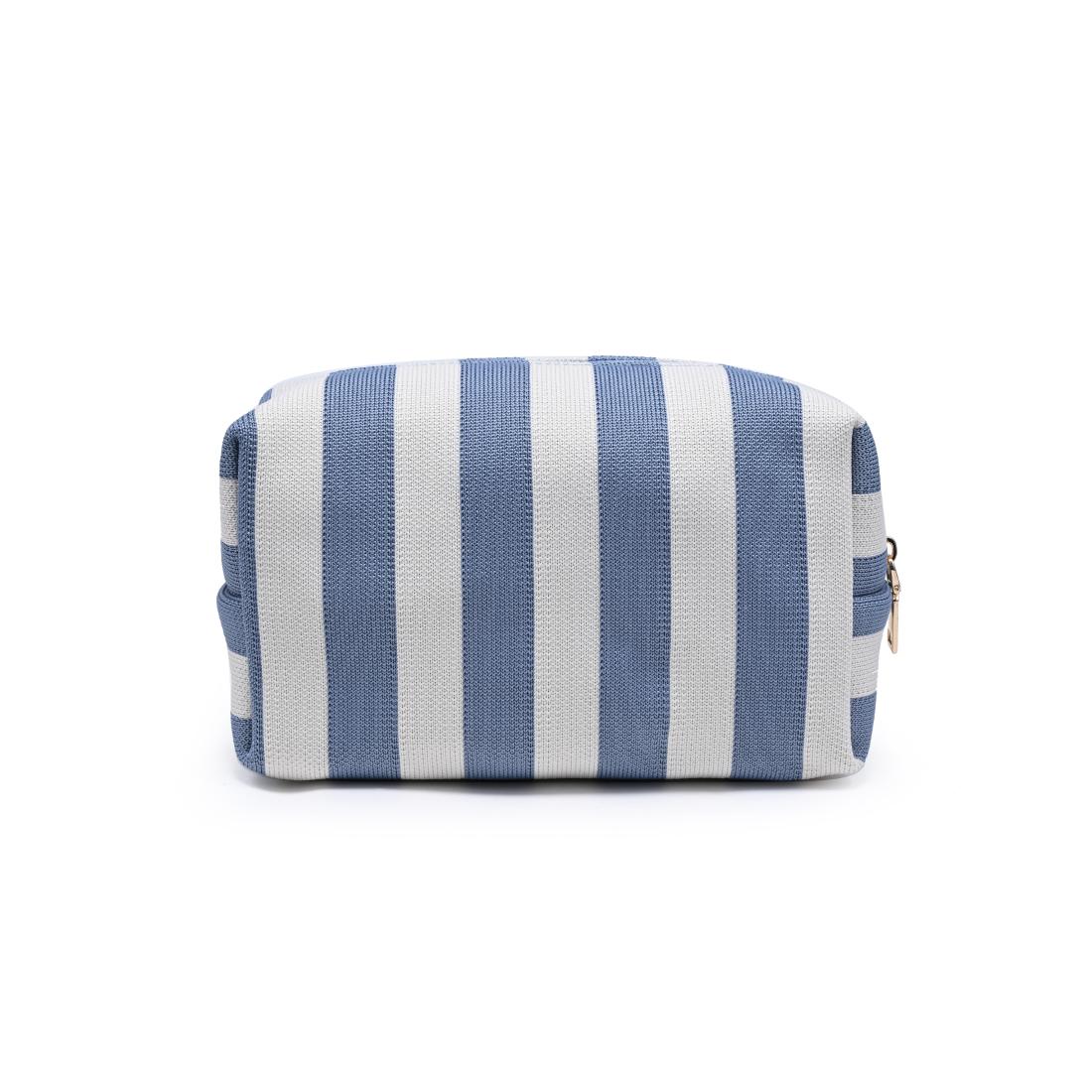 Urban Essentials Essential Stripe Cosmetic & Travel Organizer Pouch 840504215889 View 3 | Blue Ivory