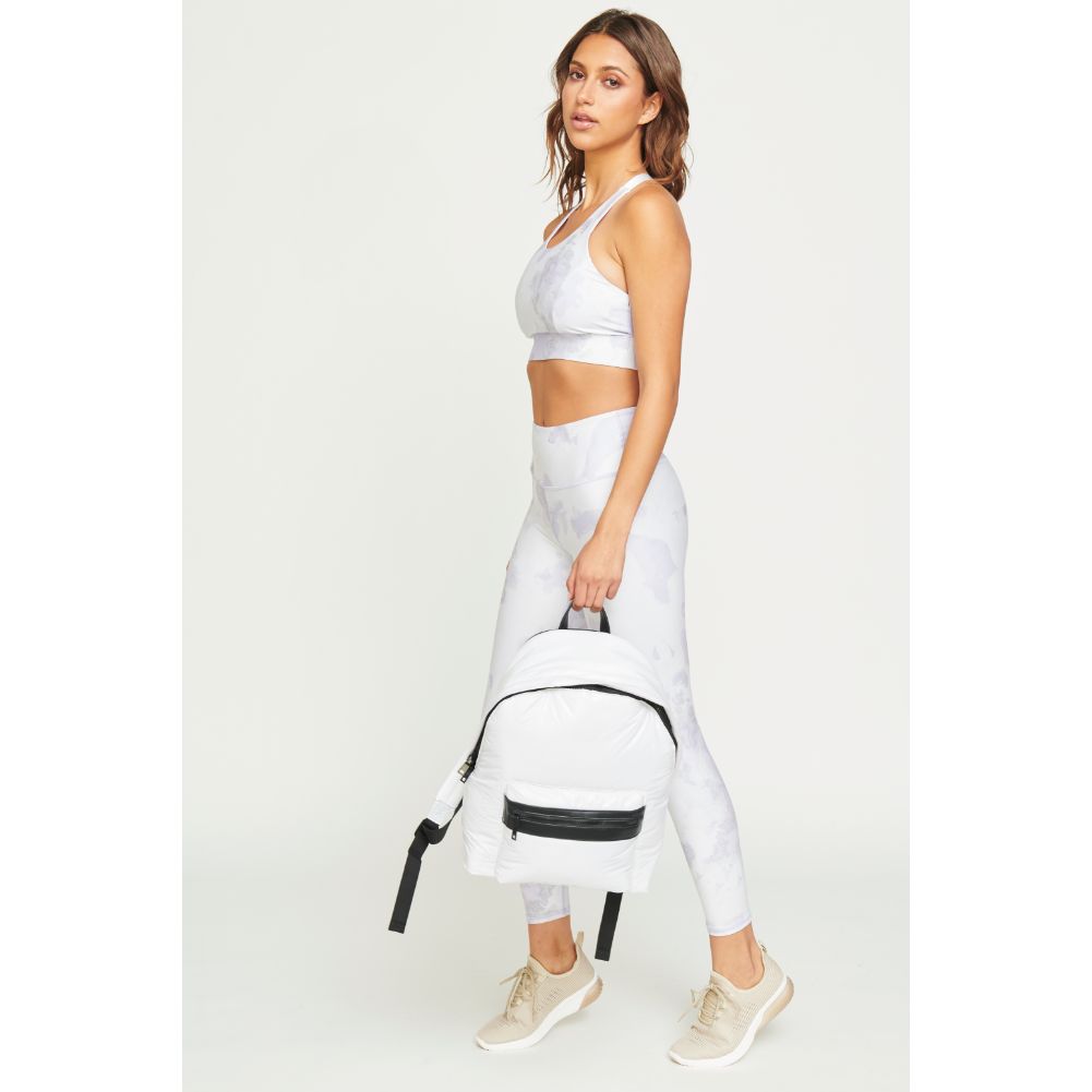 Woman wearing White Urban Expressions Emerson Backpack 840611178510 View 3 | White