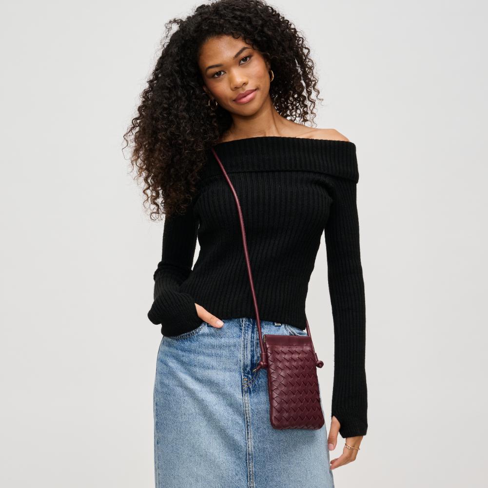 Woman wearing Burgundy Urban Expressions Jackie Crossbody 840611141972 View 2 | Burgundy