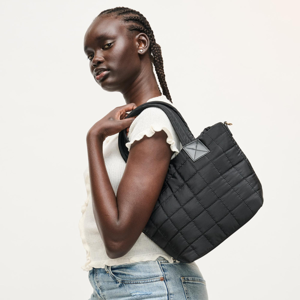 Woman wearing Black Urban Expressions Lumina Tote 840504205965 View 4 | Black