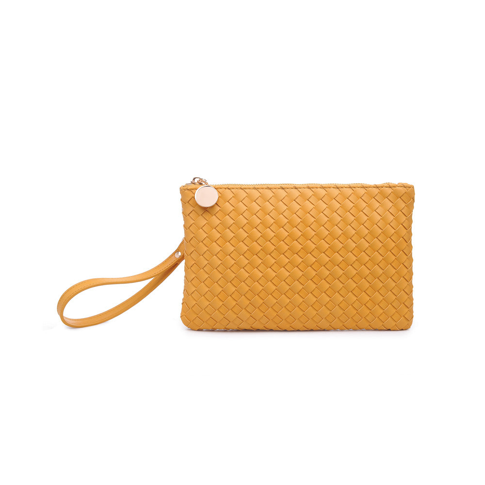 Woman wearing Mustard Urban Expressions Joan Wristlet NA-840611160478 View 5 | Mustard